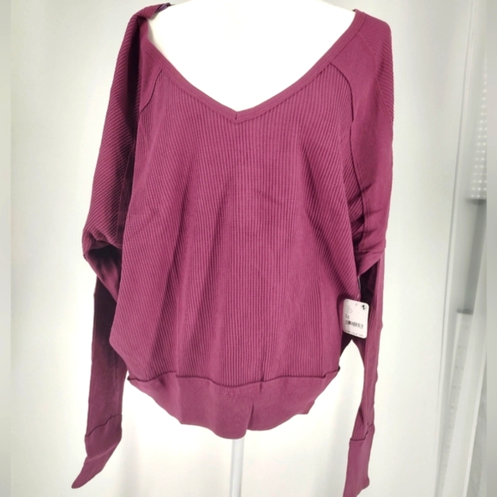Free People Santa Clara Thermal Top Mulberry M NWT